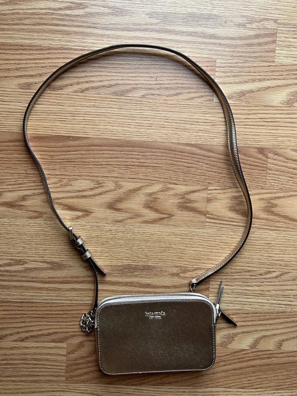 Kate Spade Cameron Metallic Saffiano Leather Double Zip Small Crossbody